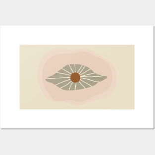 Warm Toned Abstract Eye And Boho line Art Design Posters and Art